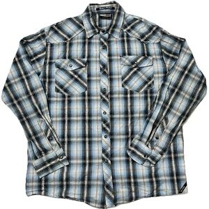 South Pole Blue and Black Casual Button Down Shirt